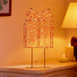 Premier Twinkling Lit Gold Table Top Parcel - 45cm Red/Warm White