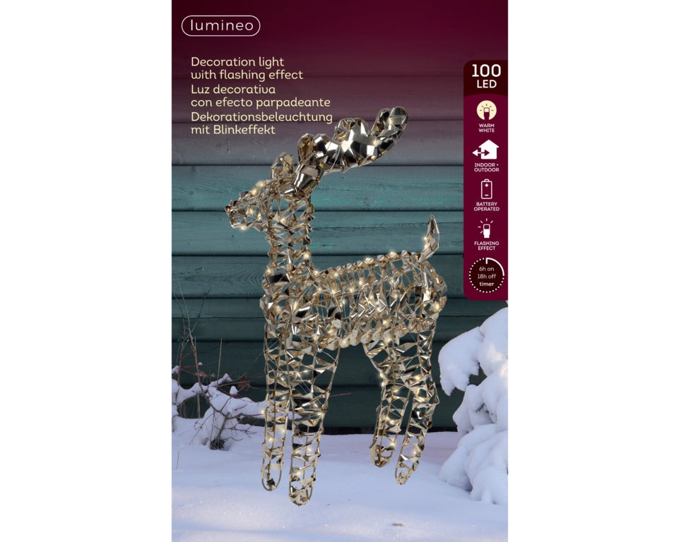 Kaemingk Micro LED Reindeer - 100 LEDs Gold