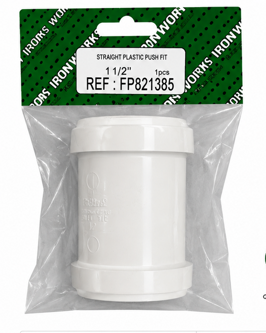 Iron Works 1 1/2" Straight Push Fit FP821385 – 40mm Waste Pipe Coupling