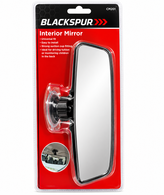 Blackspur Interior Mirror – Universal Suction Cup Car Mirror 6 x 18cm