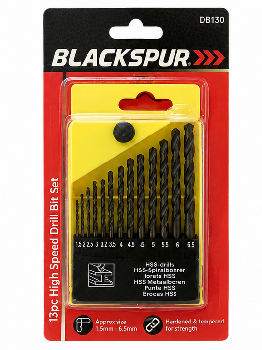 Blackspur 13PC HSS Drill Bit Set 1.5mm–6.5mm BB-DB130 – High Speed Steel Drill Bits