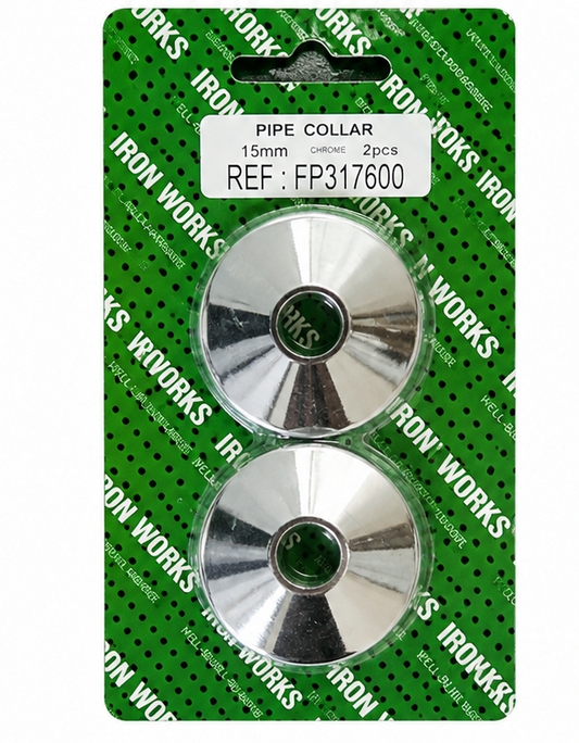 Iron Works 15mm Chrome Pipe Collars 2 Pack – Decorative Pipe Covers FP317600