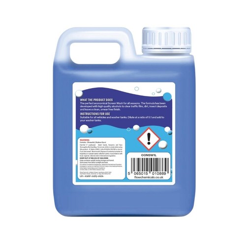 Flow All Season Concentrated Screen Wash 1L – Windscreen Cleaner with -5°C Freeze Protection