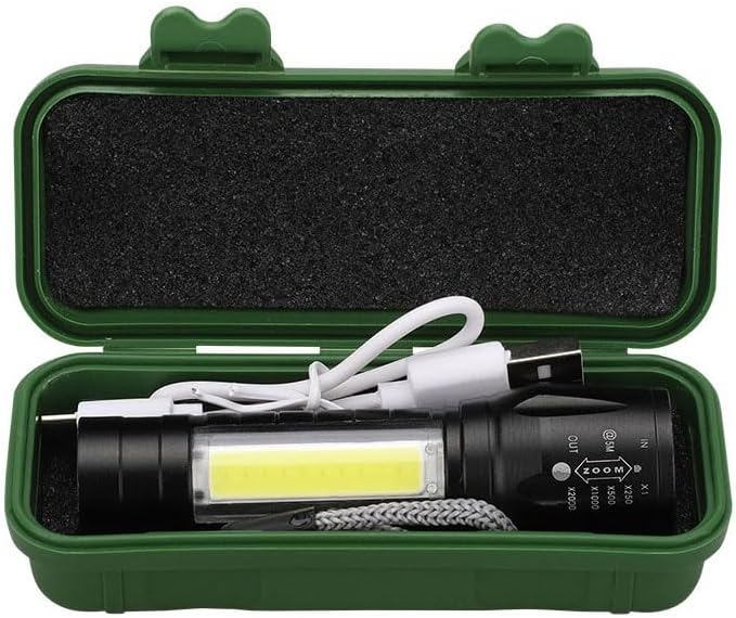 Kingavon Rechargeable Aluminium XPE COB Torch with Zoom – Black LED Torch