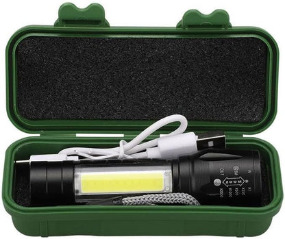 Kingavon Rechargeable Aluminium XPE COB Torch with Zoom – Black LED Torch