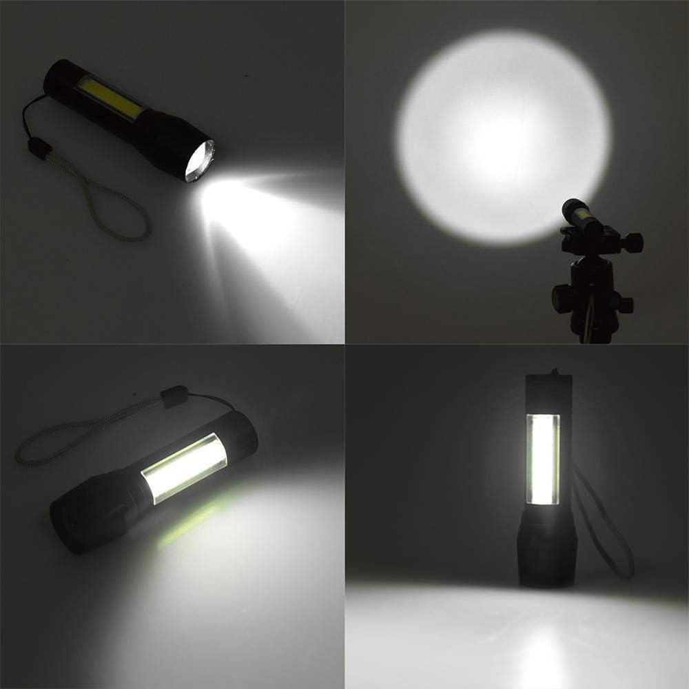Kingavon Rechargeable Aluminium XPE COB Torch with Zoom – Black LED Torch