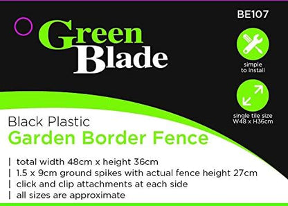 Green Blade Plastic Garden Border Fence - Black
