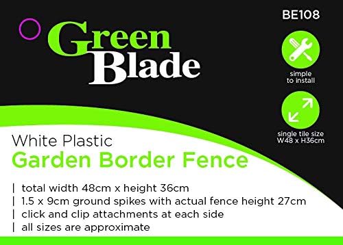 Green Blade Plastic Garden Border Fence - White