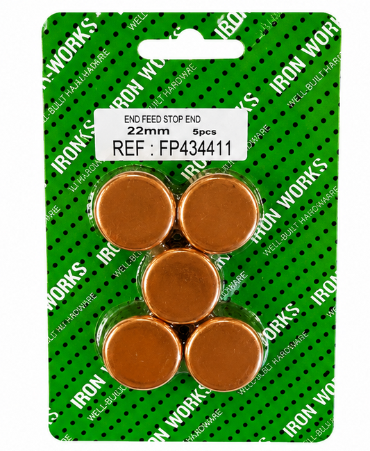 Iron Works 22mm End Feed Stop Ends 5 Pack – Copper Plumbing Fittings