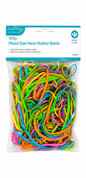 100g Mixed Size Neon Rubber Bands – Assorted Colours