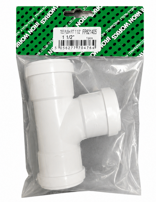 Iron Works 1 1/2" Tee Push Fit FP821405 – 40mm Waste Pipe Connector