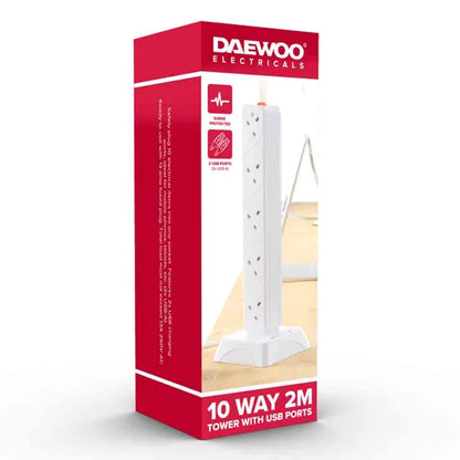 Daewoo 10-Gang 2M Tower Extension With Surge & 2 USB