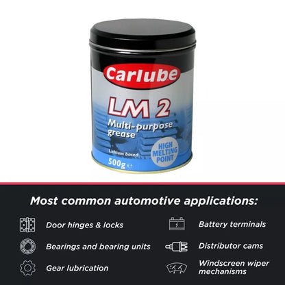 Carlube LM2 Lithium Multi-Purpose Grease 500g XMG500 – High Temperature General Purpose Grease
