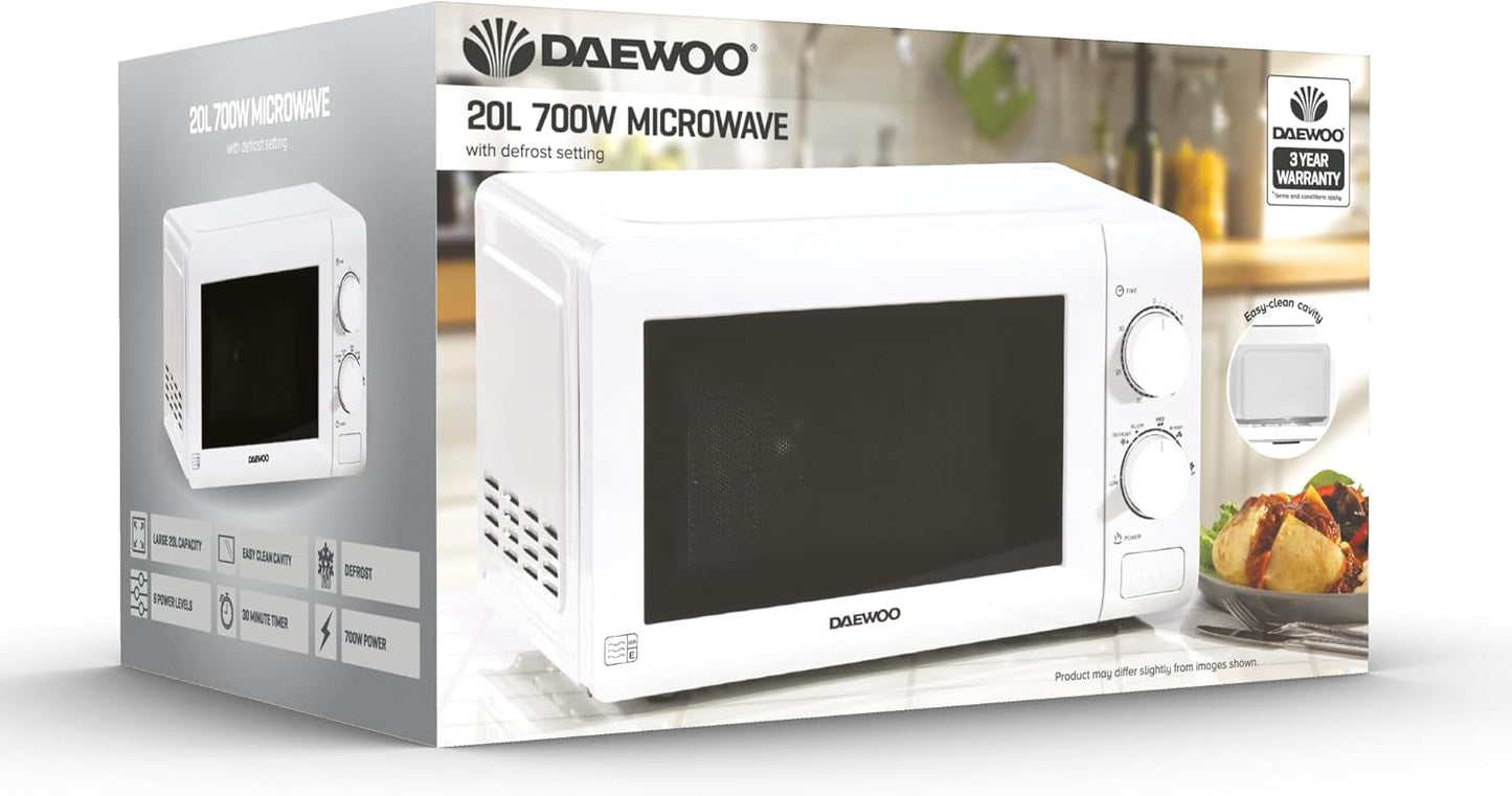 Daewoo Manual Microwave 20 Litres 700W White