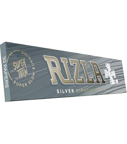 Rizla King Size Slim Silver Super Thin Rolling Papers – 2 Booklets x 32 Leaves