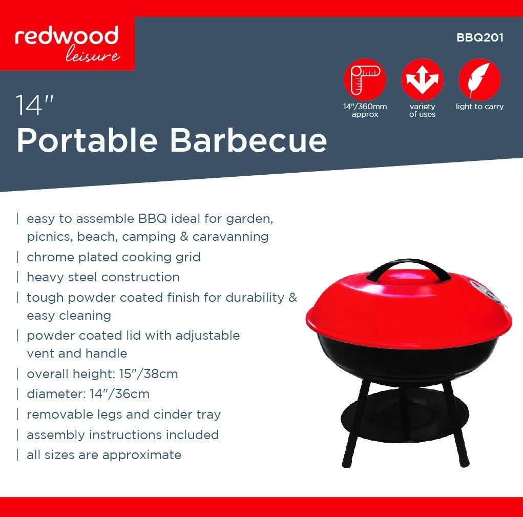 Redwood Leisure 14-inch Portable Barbecue - Red