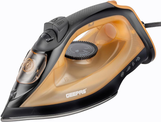GEEPAS Steam Iron 1800W Clothes Dry & Steam Press Gold