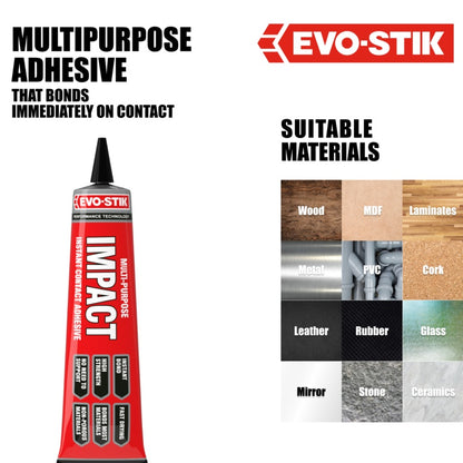 Evo-Stik Impact Adhesive 30g & 65gTube 250ml & 500ml Tin & 500ml Aerosole