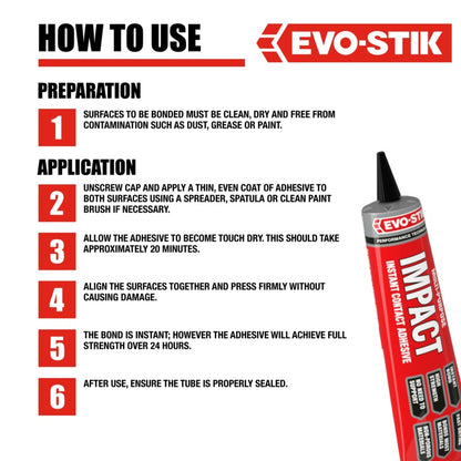 Evo-Stik Impact Adhesive 30g & 65gTube 250ml & 500ml Tin & 500ml Aerosole