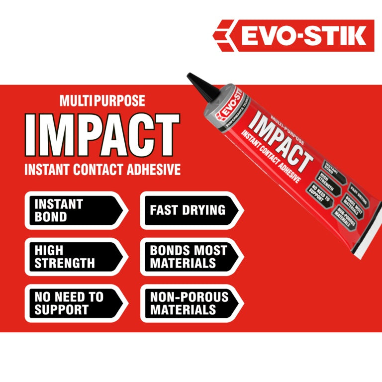 Evo-Stik Impact Adhesive 30g & 65gTube 250ml & 500ml Tin & 500ml Aerosole