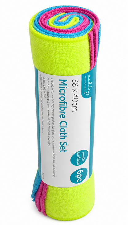 6PC Microfibre Cloth Set 38 x 40cm – Absorbent & Machine Washable