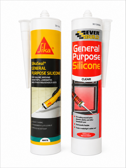 SikaSeal® General Purpose Silicone – White 260ml & EverBuild Clear 280ml