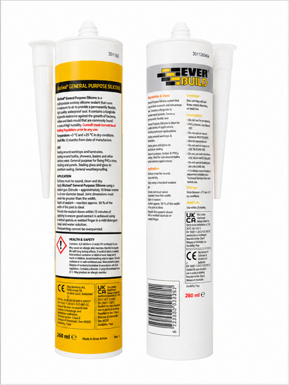 SikaSeal® General Purpose Silicone – White 260ml & EverBuild Clear 280ml