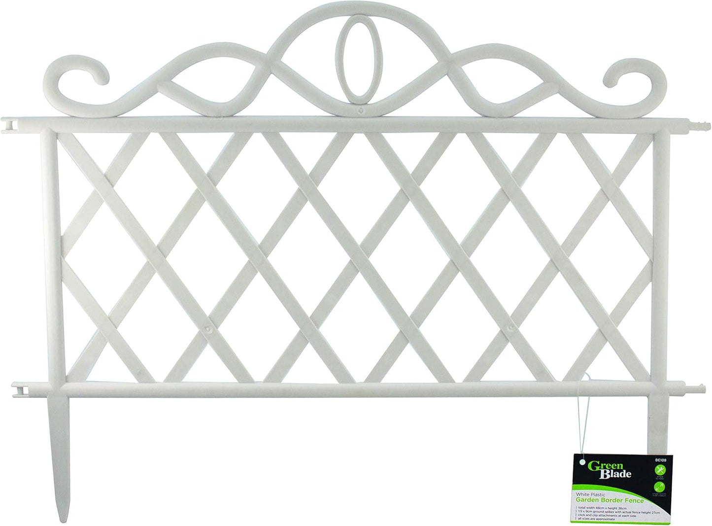 Green Blade Plastic Garden Border Fence - White