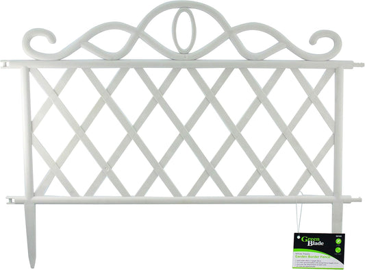Green Blade Plastic Garden Border Fence - White