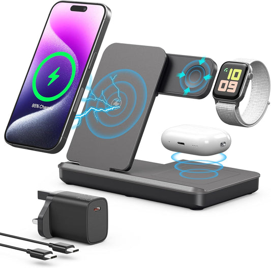 AOWIN Foldable Wireless Charger 3 in 1 Wireless Charging Station
