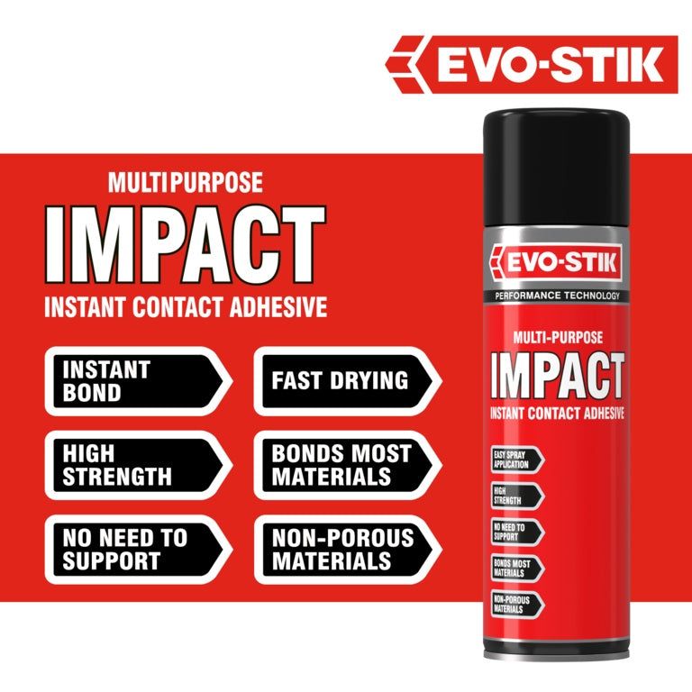 Evo-Stik Impact Adhesive 30g & 65gTube 250ml & 500ml Tin & 500ml Aerosole