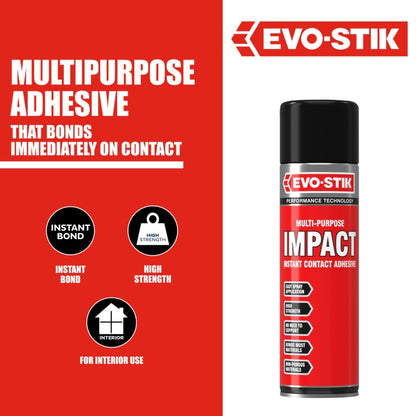 Evo-Stik Impact Adhesive 30g & 65gTube 250ml & 500ml Tin & 500ml Aerosole