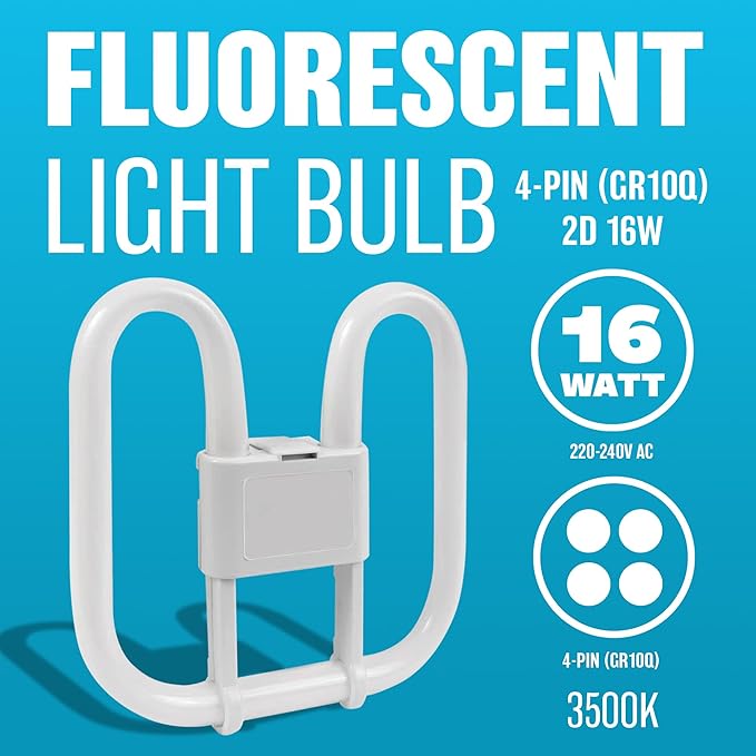 Elpine Fluorescent Light Bulb - 4 Pin Energy Saving 16w Slim Lamp Tube 2D
