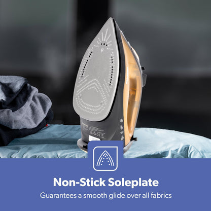 GEEPAS Steam Iron 1800W Clothes Dry & Steam Press Gold