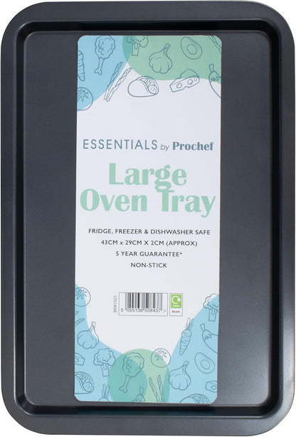 Prochef Essentials Large Oven Tray – Non-Stick Easy Clean, BLACK