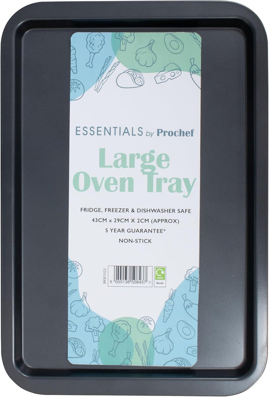 Prochef Essentials Large Oven Tray – Non-Stick Easy Clean, BLACK