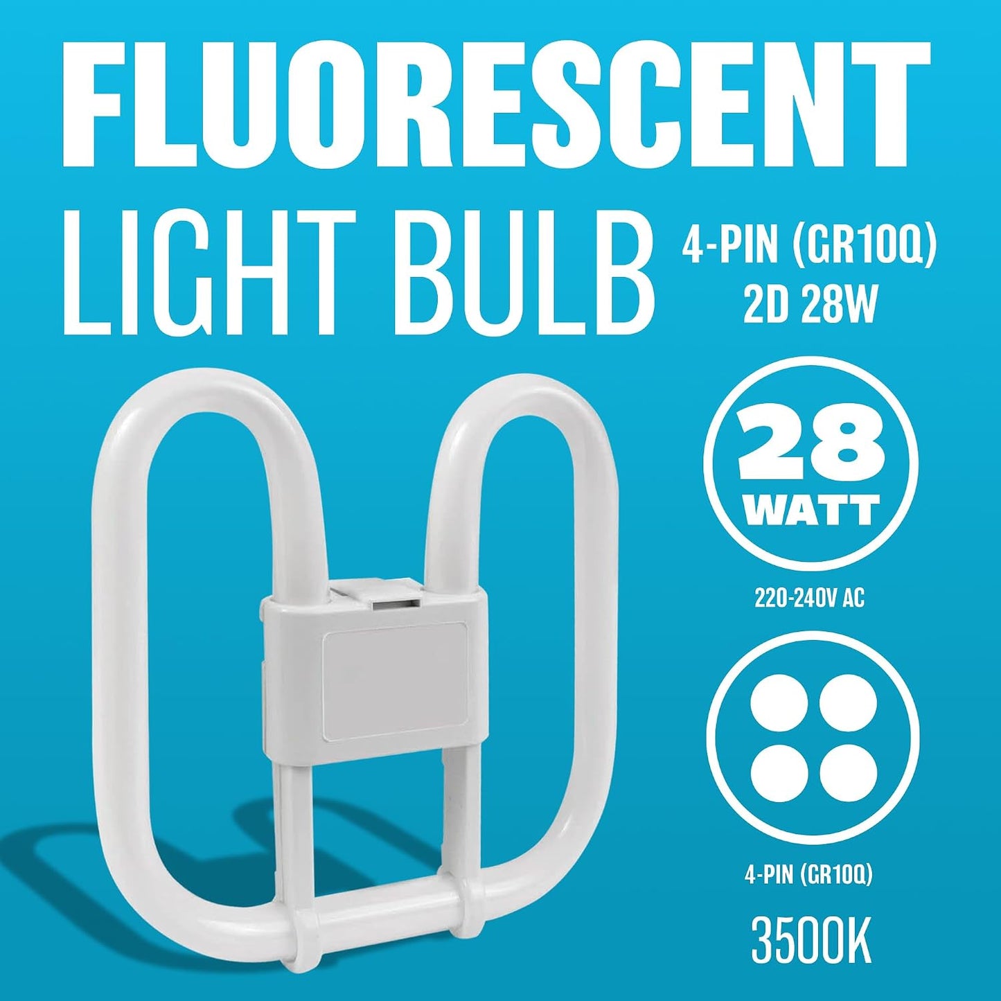 Elpine 2D Fluorescent Light Bulbs 28W GR10Q 4-Pin 3500K