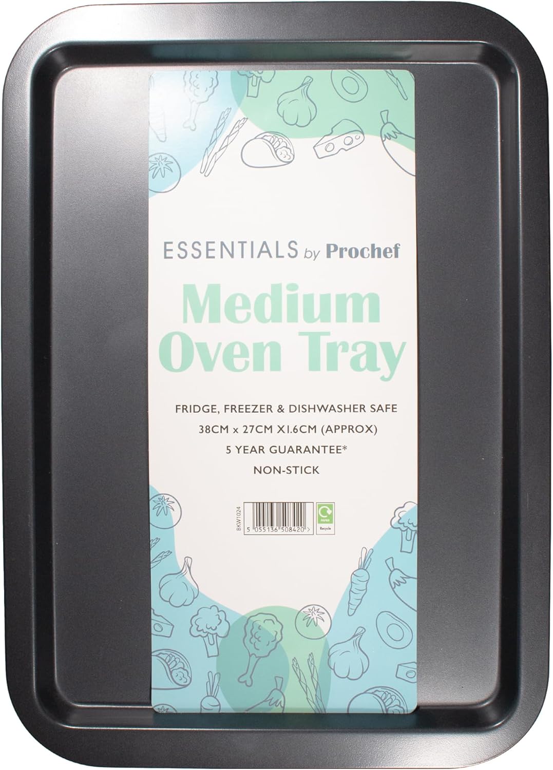 Prochef Essentials Medium Oven Tray – Non-Stick Easy Clean, Black