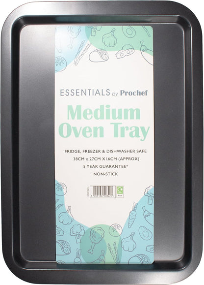 Prochef Essentials Medium Oven Tray – Non-Stick Easy Clean, Black