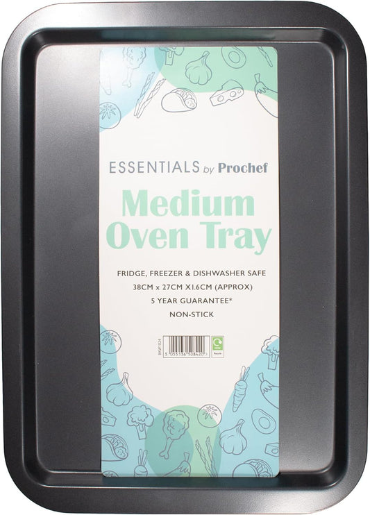 Prochef Essentials Medium Oven Tray – Non-Stick Easy Clean, Black