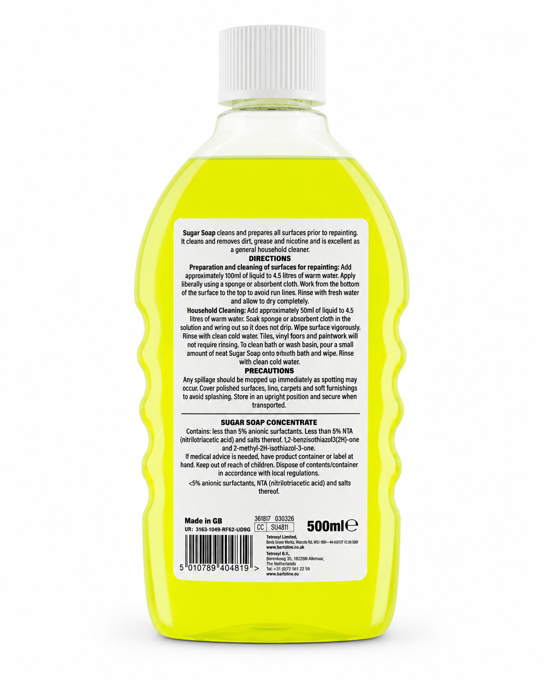 Bartoline Sugar Soap Liquid 500ml – Powerful Surface Cleaner & Paint Preparation