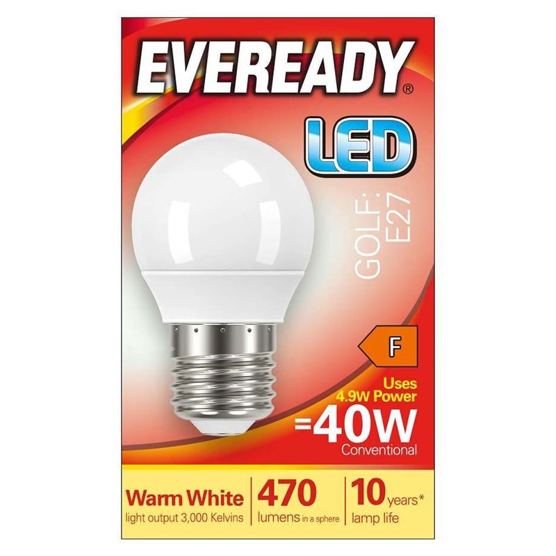 Eveready LED Golf E27 4.9W Bulb S13606 – 470 Lumens 3000K Warm White
