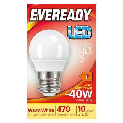 Eveready LED Golf E27 4.9W Bulb S13606 – 470 Lumens 3000K Warm White
