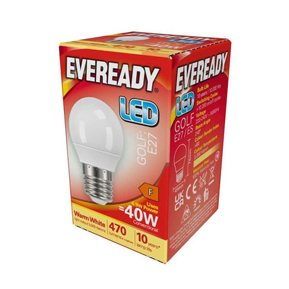 Eveready LED Golf E27 4.9W Bulb S13606 – 470 Lumens 3000K Warm White