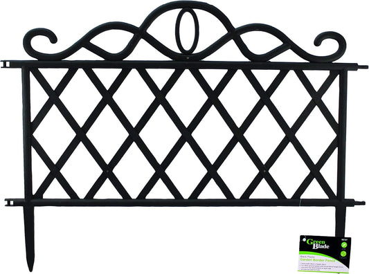 Green Blade Plastic Garden Border Fence - Black