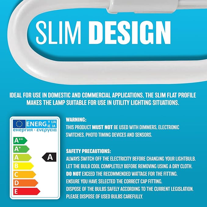 Elpine Fluorescent Light Bulb - 4 Pin Energy Saving 16w Slim Lamp Tube 2D
