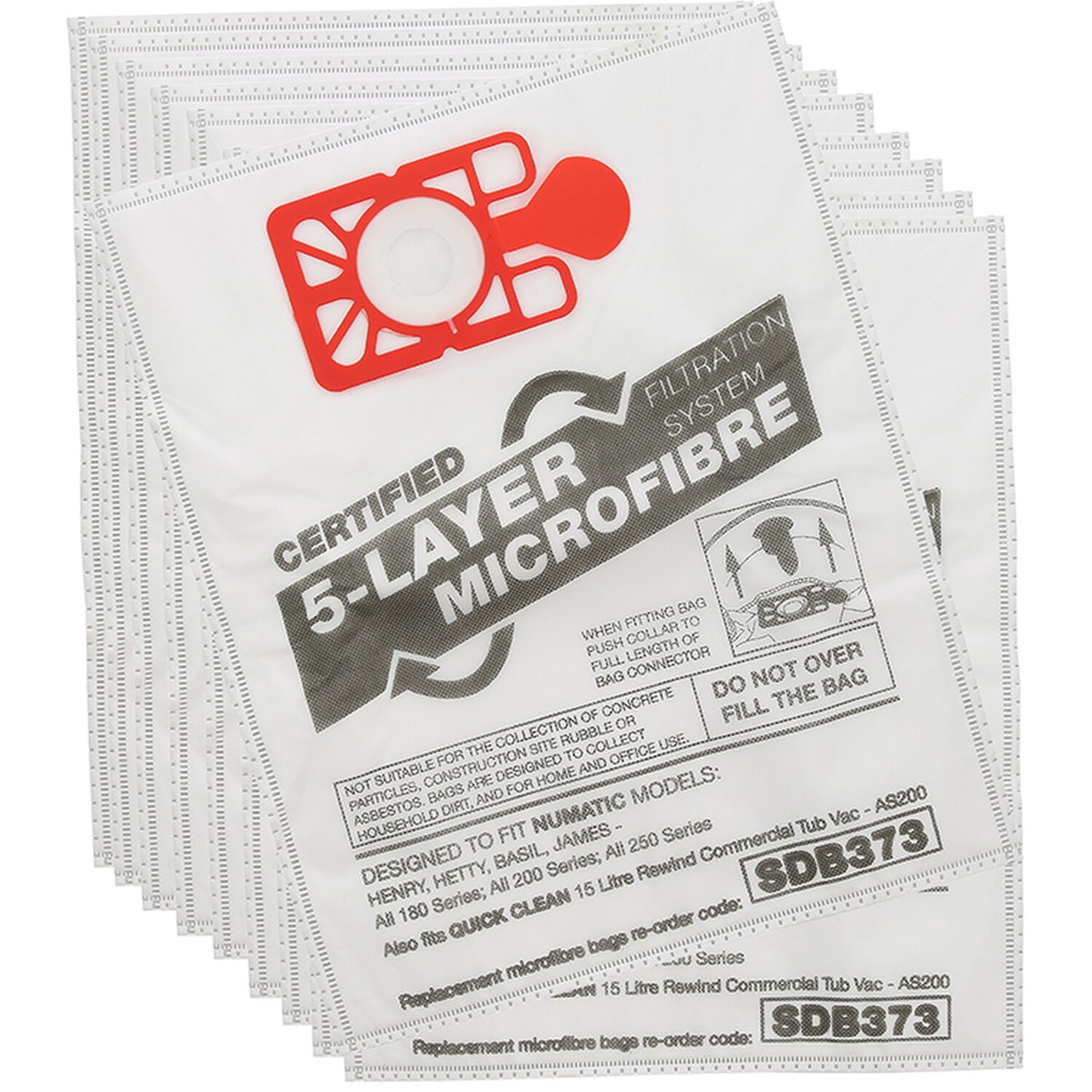 Numatic Henry AS200 Vacuum Bags 10 Pack SDB373 – 5-Layer Microfibre Dust Bags
