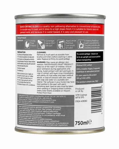 Your Home Quick Drying Gloss Brilliant White 750ml – Interior &amp; Exterior Wood & Metal Paint