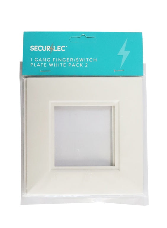 Securlec White Finger Plates for Flush Wall Switches – Square Edge 2 Pack 152.6 x 152.6mm