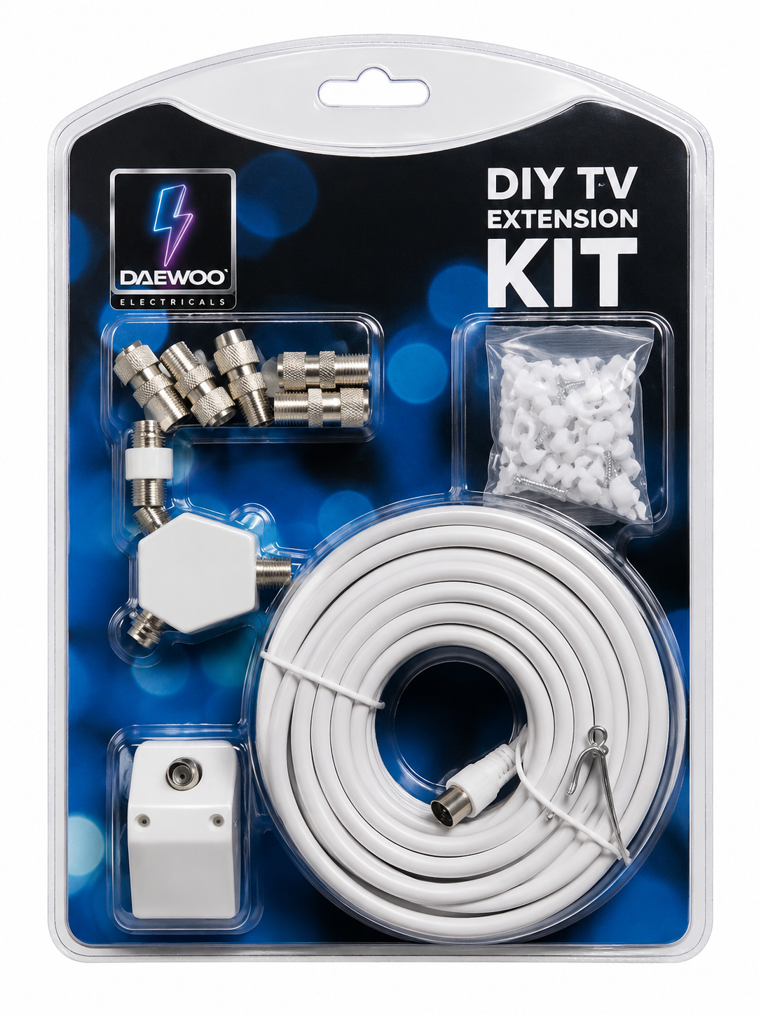 Daewoo DIY TV Extension Kit – Coaxial Cable, Splitter &amp; BT/TV Connection Accessories